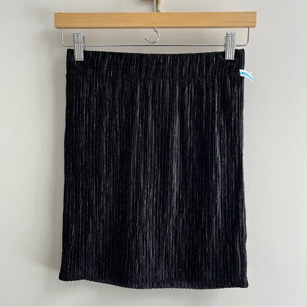 [noisy may] velvet metallic mini skirt black XS